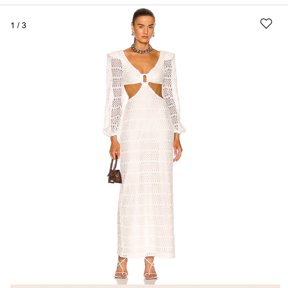 patBO Crochet Cut Out Maxi Dress white